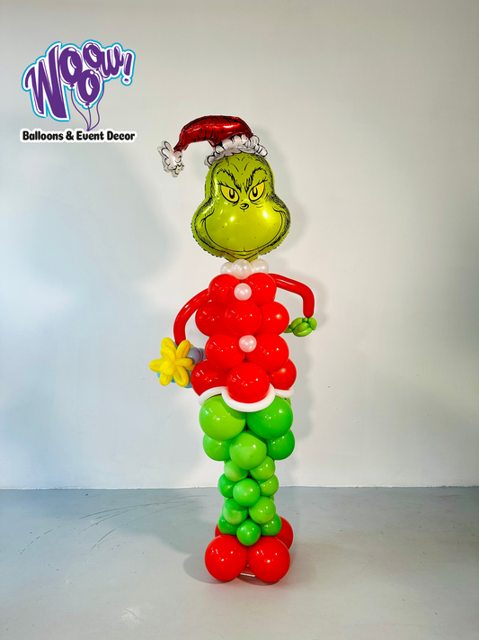 Grinch Balloon Sculpture – 6ft Tall Freestanding Holiday Decoration