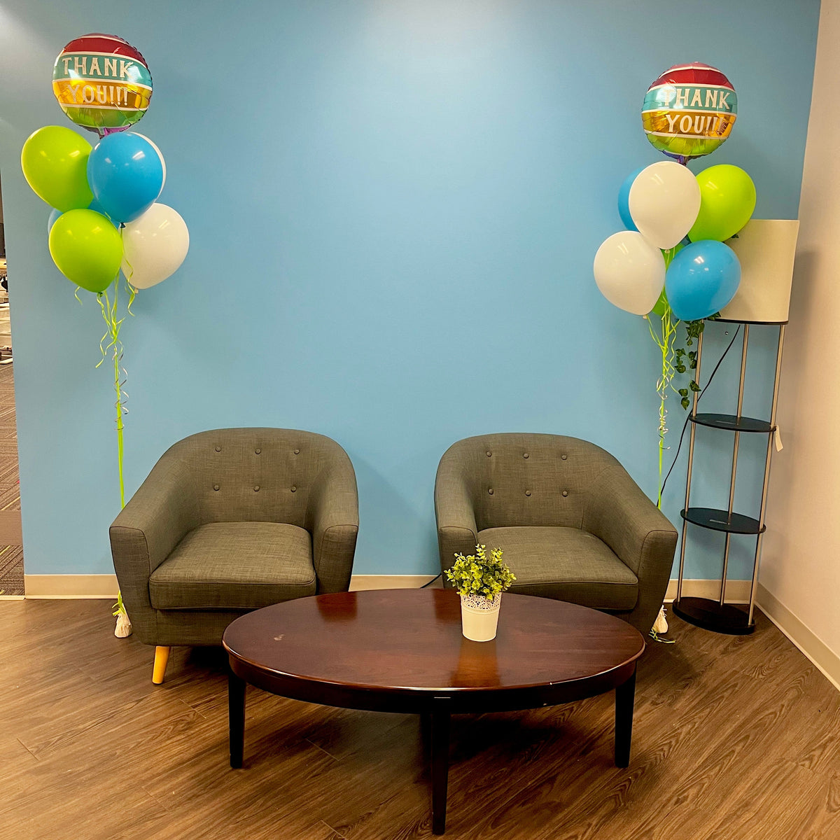 Thank You Balloon Bouquets filled with helium, perfect for expressing gratitude.