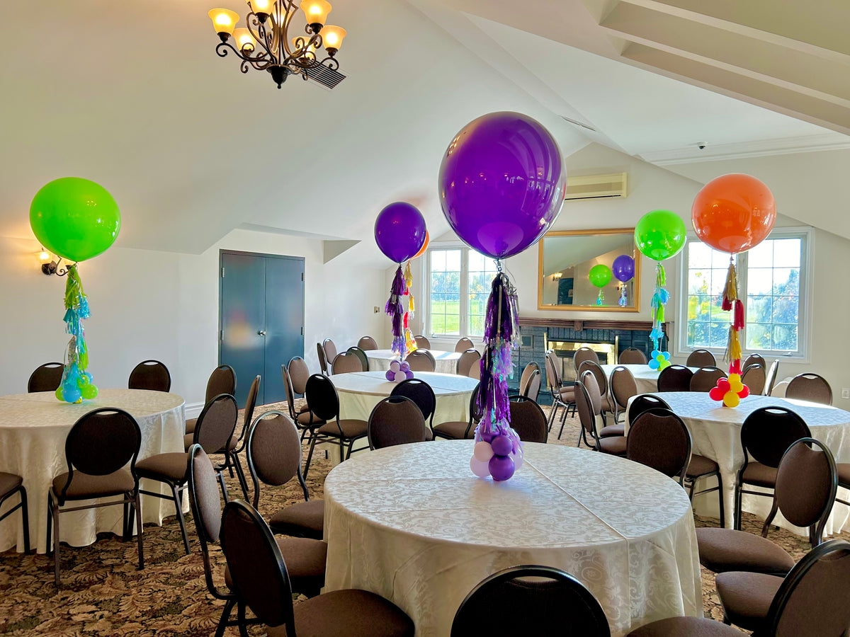 24" Helium Balloon Centrepiece with Tassels and Weight in Toronto