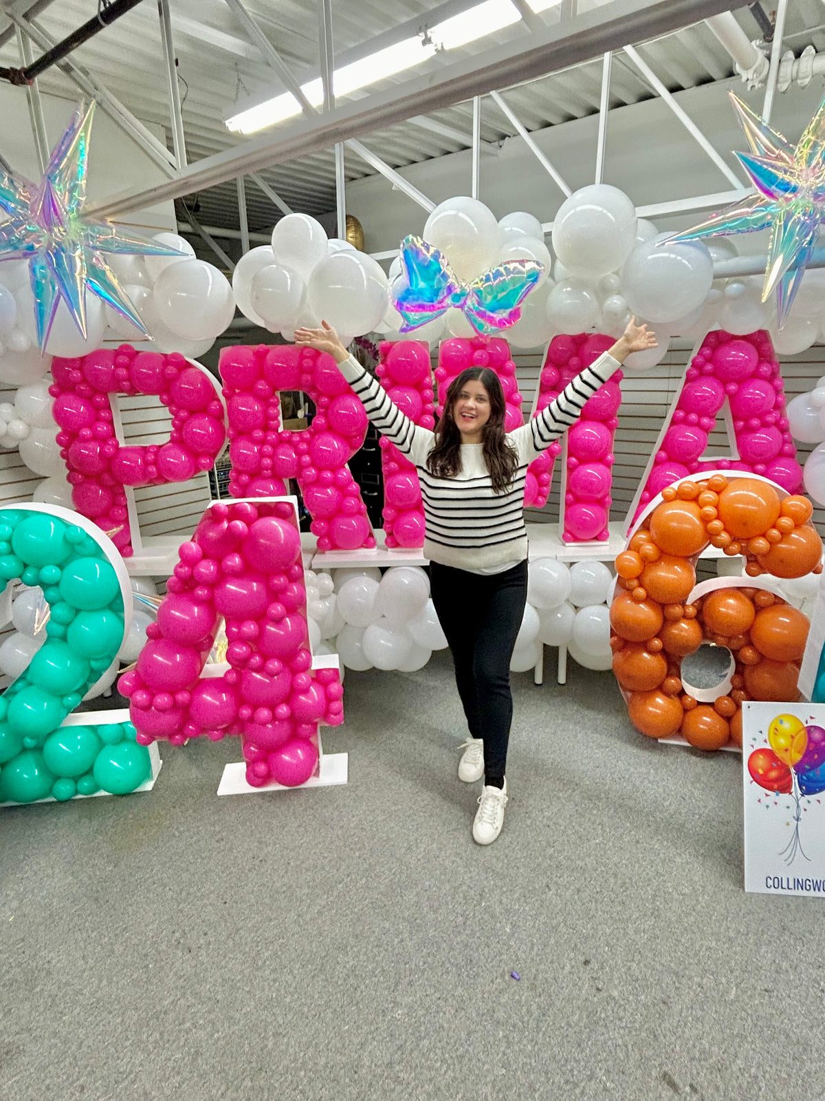 4ft custom Balloon Numbers/Letters Mosaic decorated with biodegradable balloons.