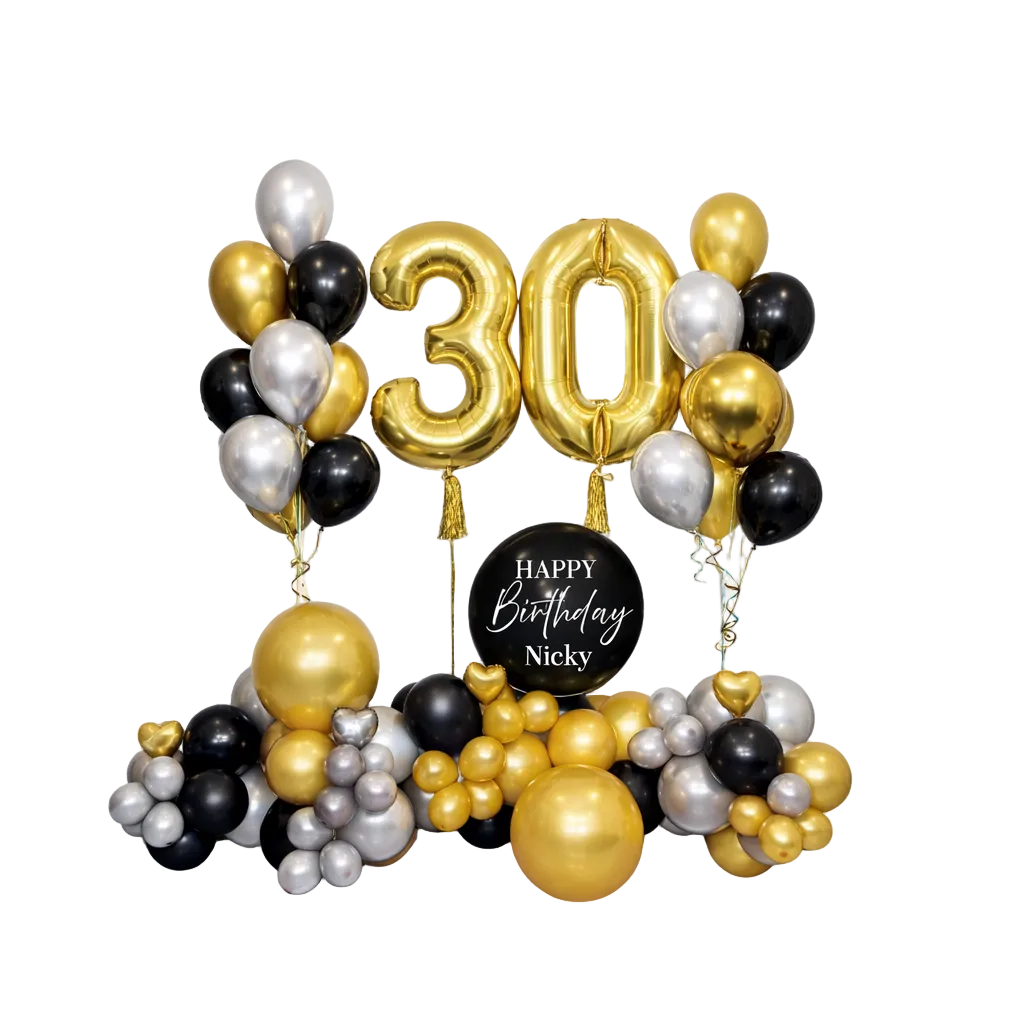 Luxury birthday balloon decoration with personalized message balloon – Birthday Balloons Toronto