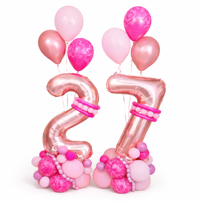 happy birthday balloons with pink base luxury number birthday balloons Toronto same day delivery