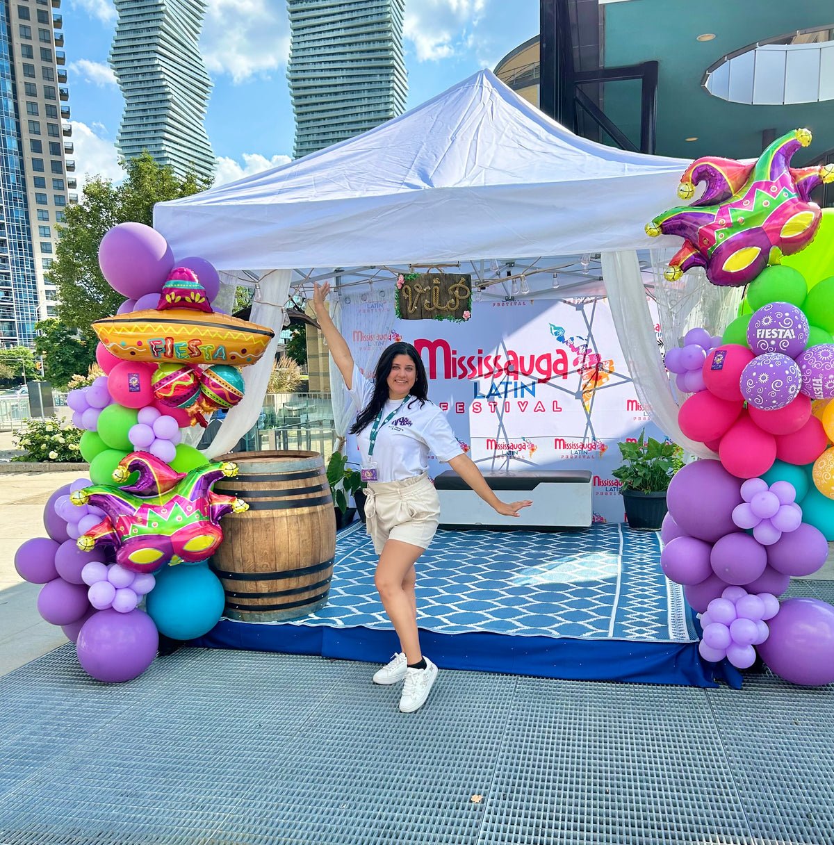 Carnival Balloon Garlands with vibrant colors and foil balloons for events in Toronto.