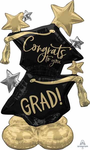 Congrats Grad Balloon Stand – 51-inch AIRLOONZ balloon for graduation decoration