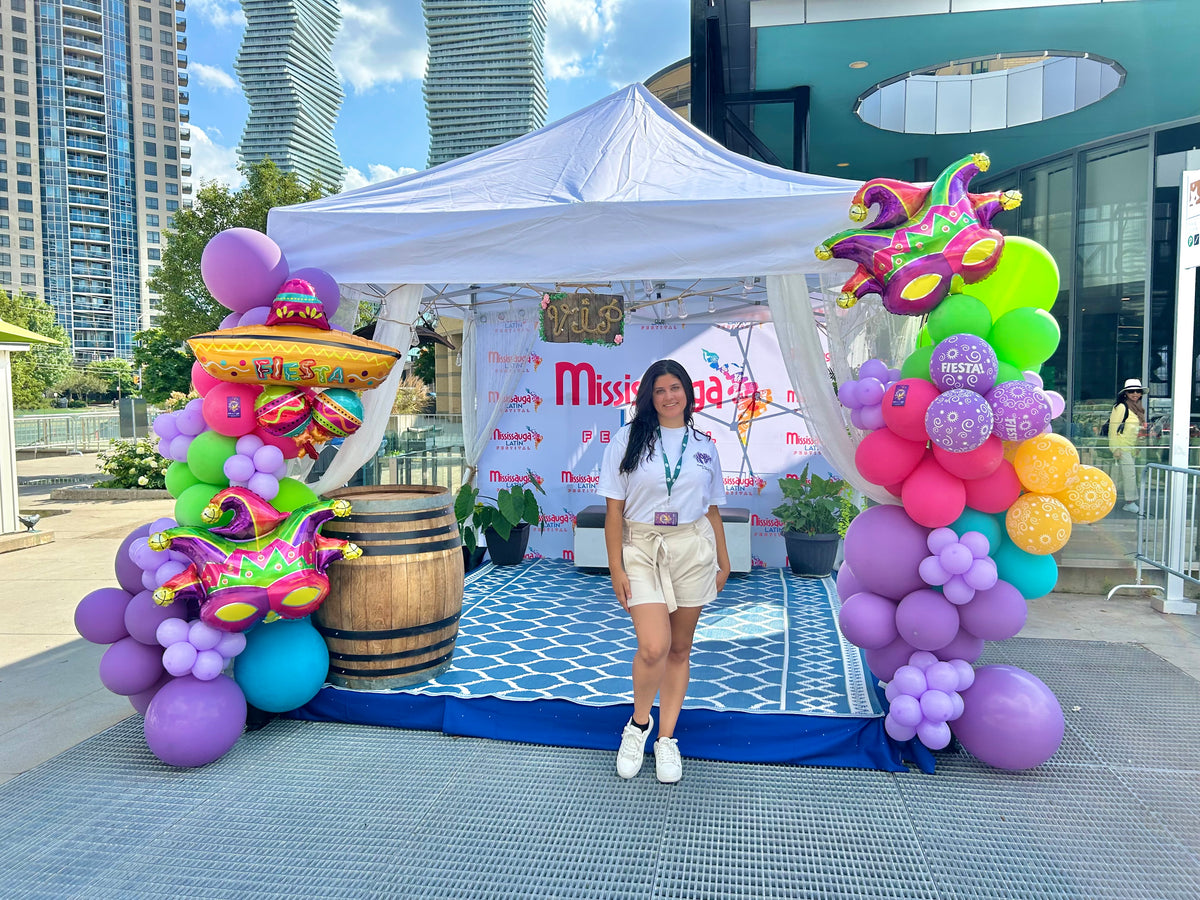 Carnival Balloon Garlands with vibrant colors and foil balloons for events in Toronto.
