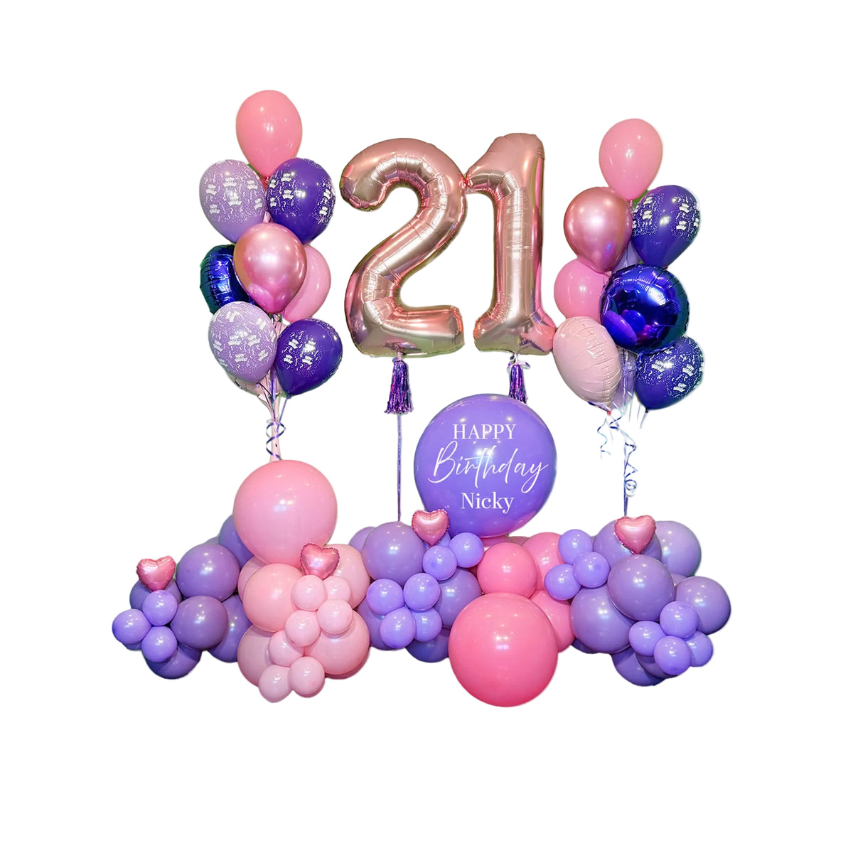 Elegant pink and purple birthday balloon arrangement for celebrations – Birthday Balloons Toronto