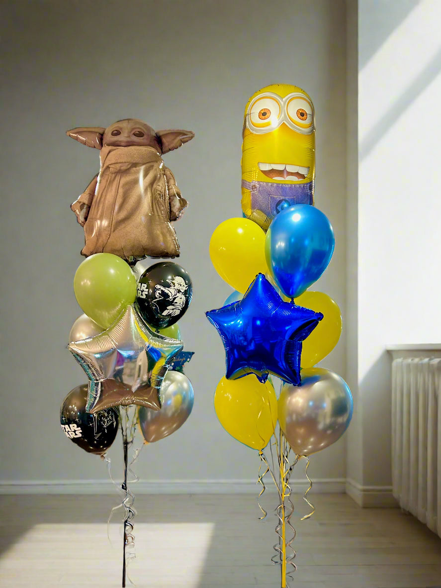 minions and baby yoda balloons