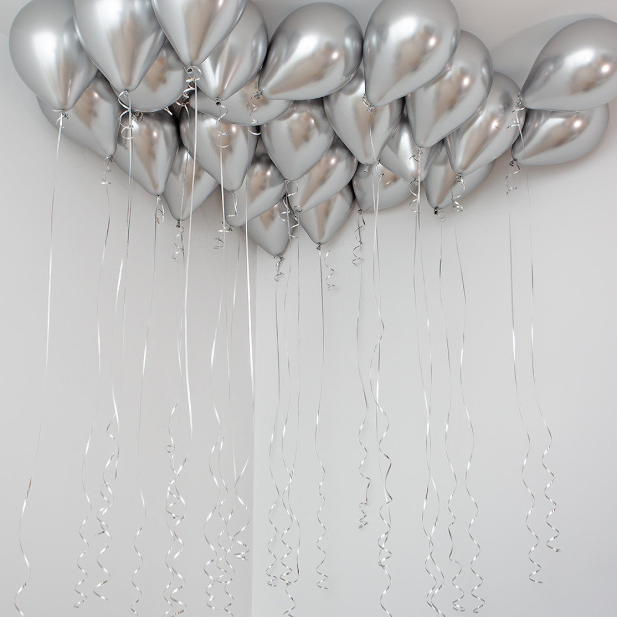 Silver helium ceiling balloons for New Year party in Toronto