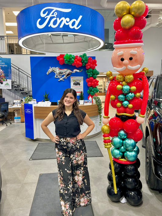 Nutcracker Balloon Sculpture in vibrant festive colors, 7-8 ft tall, ideal for Christmas events in Toronto