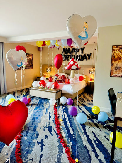Birthday room decoration inspired by Alice in Wonderland theme Toronto