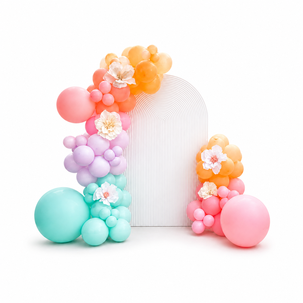 Custom birthday backdrop with organic balloon garland in Toronto