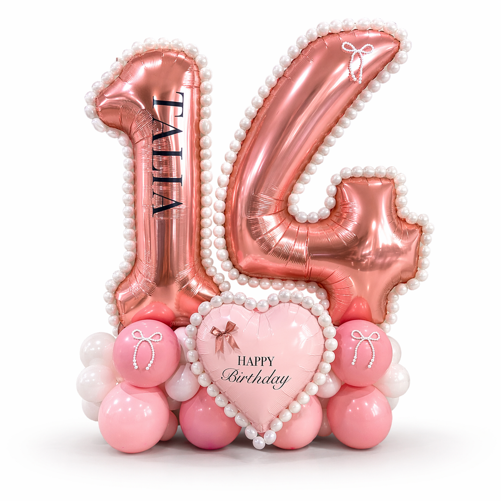 Personalized coquette number balloon arrangement delivered in downtown Toronto