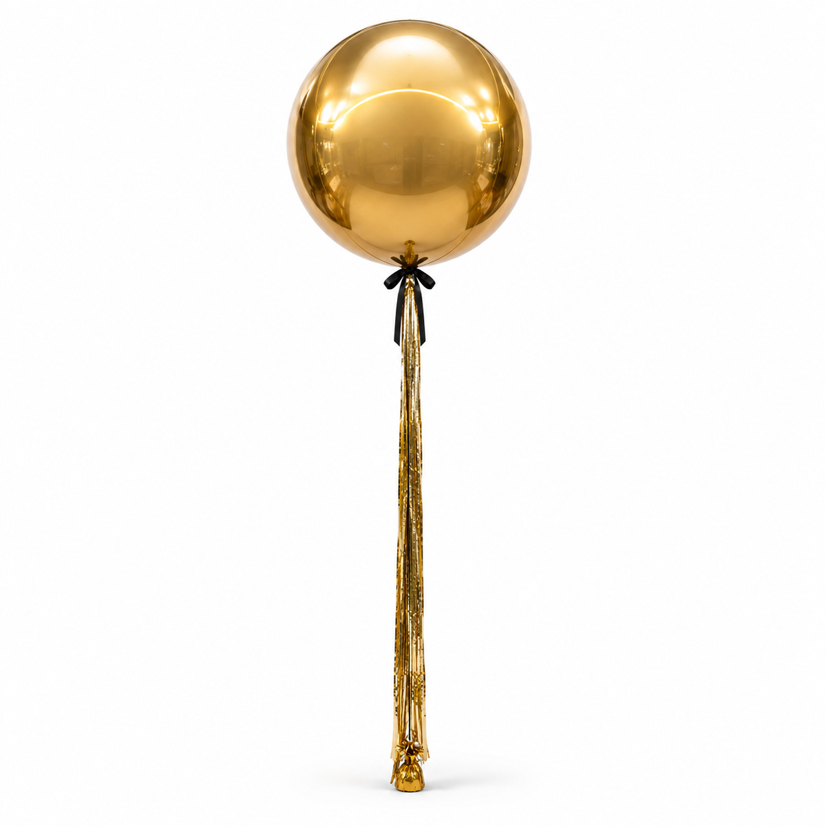 Custom Logo Balloons Toronto gold bubble balloon with an elegant tassel and ribbon for corporate events by Wooow Balloons