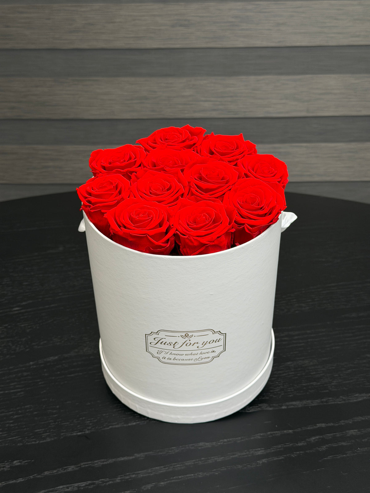 Preserved roses arrangement in cylinder box Toronto