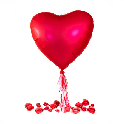 Red super heart foil balloon with long tassel tail Toronto