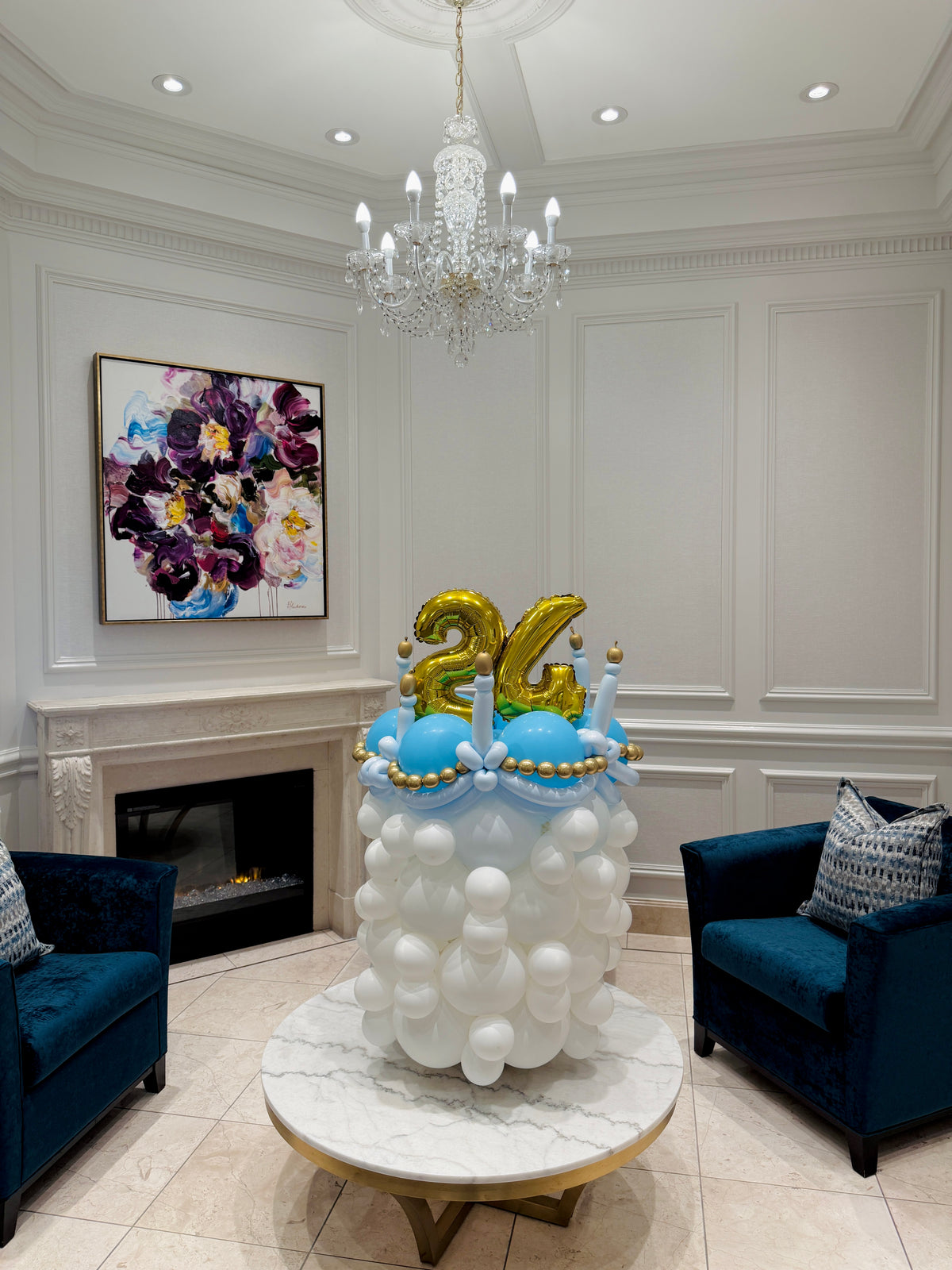 Gold number balloon cake surprise Toronto