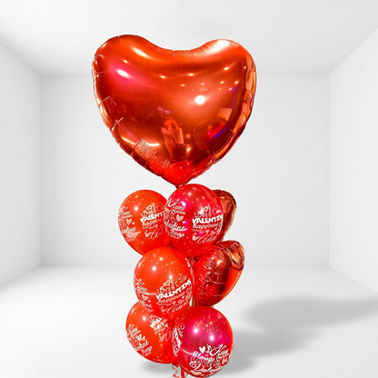 Jumbo heart balloon bouquet in Toronto with red helium balloons and heart accents for Valentine’s surprises and anniversaries
