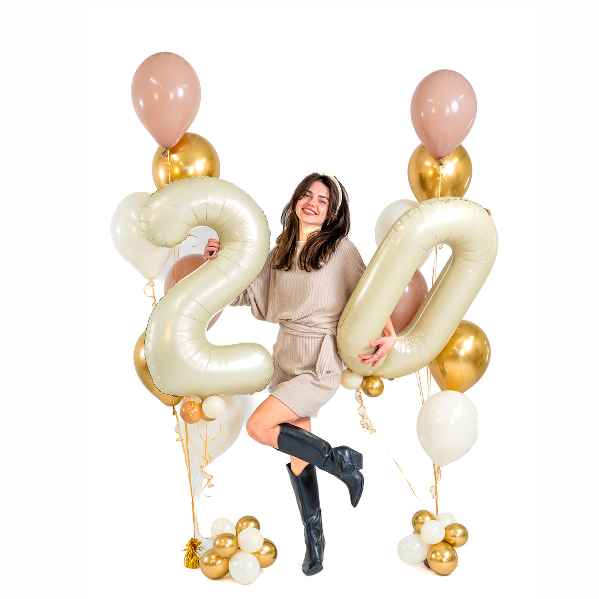 Modern milestone birthday balloon decoration with luxury helium balloons