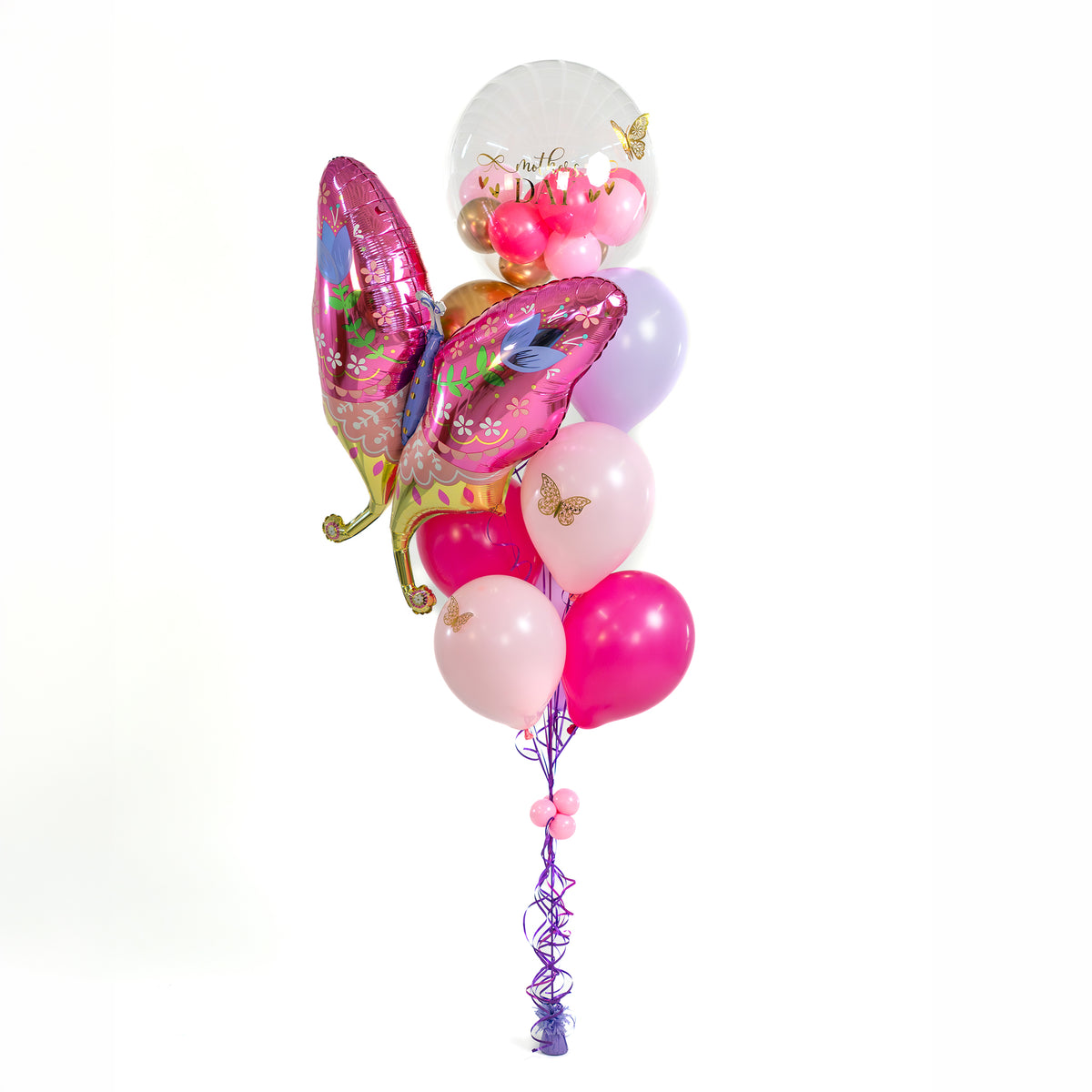 Mother’s Day balloon bouquet Toronto with butterfly helium balloon and premium balloon arrangement
