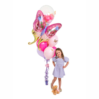 Mother’s Day balloons Toronto featuring luxury butterfly balloon bouquet with pink and lavender helium balloons