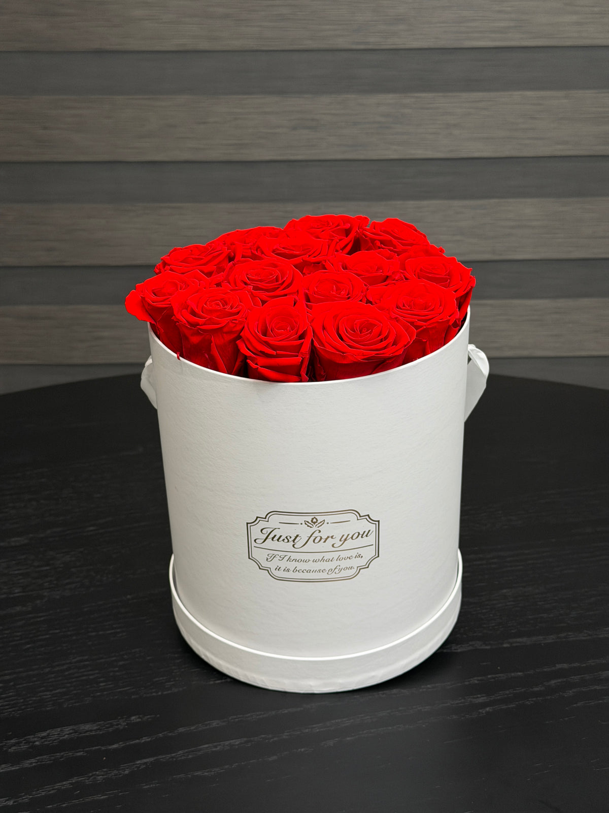 Preserved roses in white cylinder box Toronto
