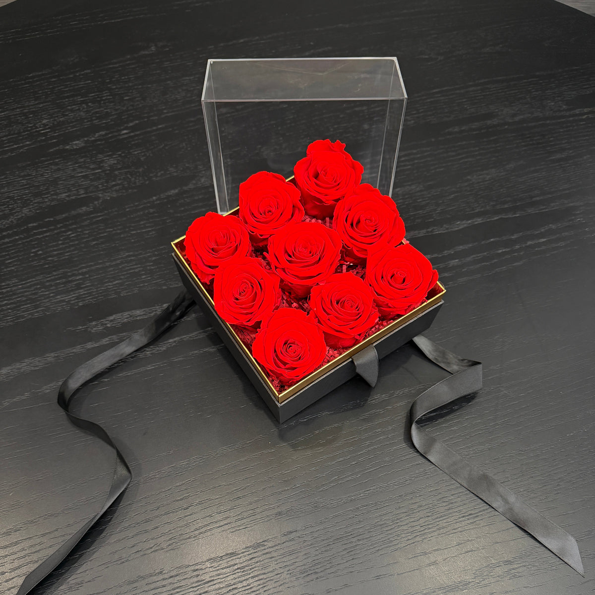 Romantic preserved roses arrangement in box Toronto