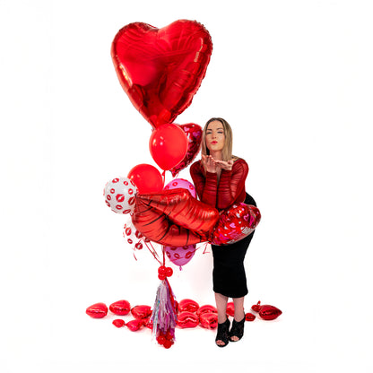 Happy Valentine’s Day heart balloons and red heart topper in a Toronto balloon arrangement