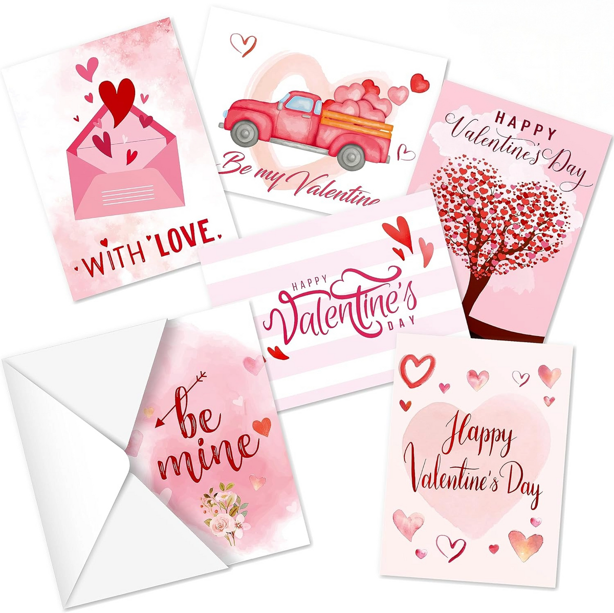 Assorted Valentine’s Day handwritten cards in Toronto with ‘Be Mine’, ‘With Love’ and Happy Valentine’s Day designs.